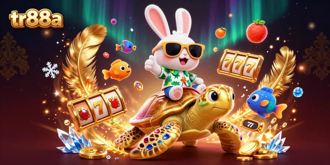 Spin the reels with tr88a’s vibrant slot game featuring a lucky rabbit and a golden turtle.