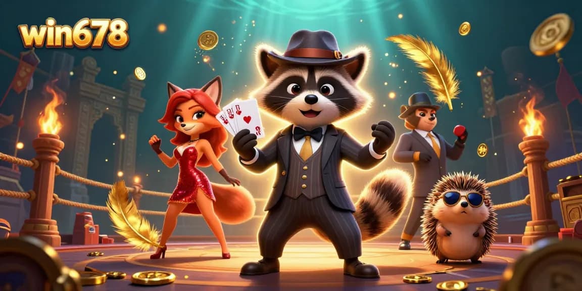 Experience thrill and victory at win678 with vibrant casino characters and dynamic gambling elements.
