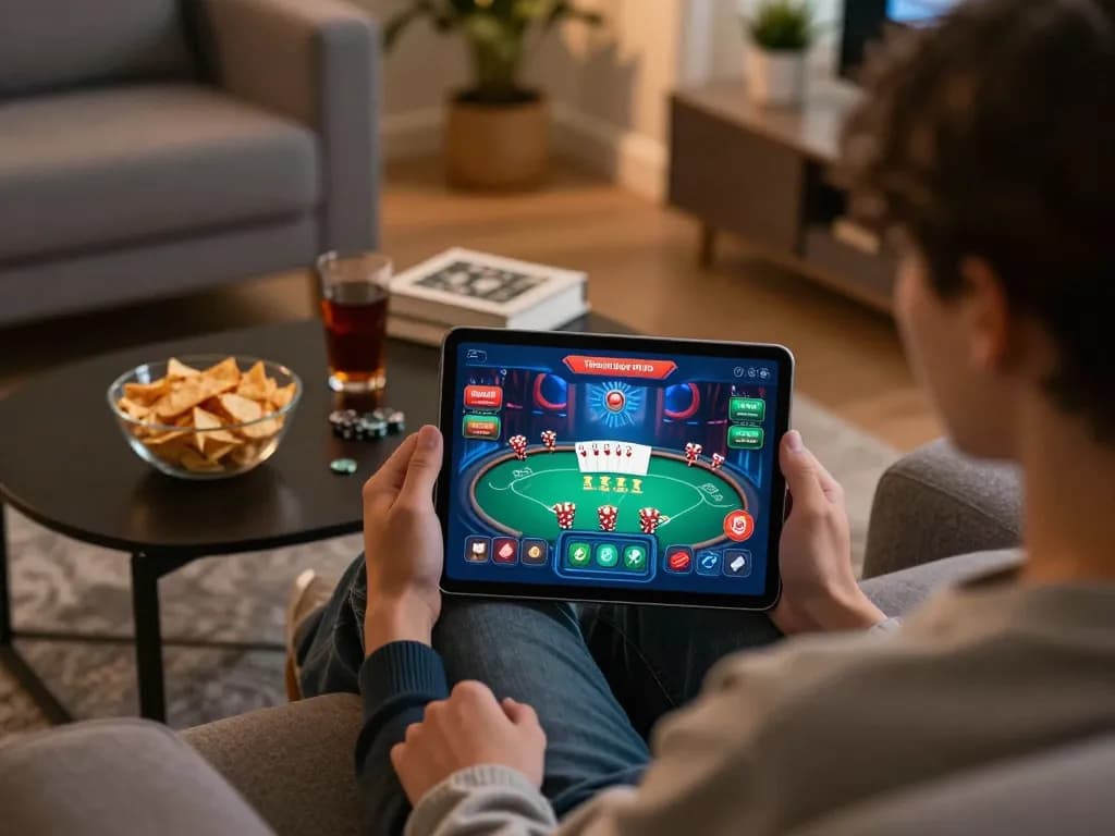 A player enjoying a gaming experience on a tablet, showcasing lista casino online non aams for an engaging and fun home session.