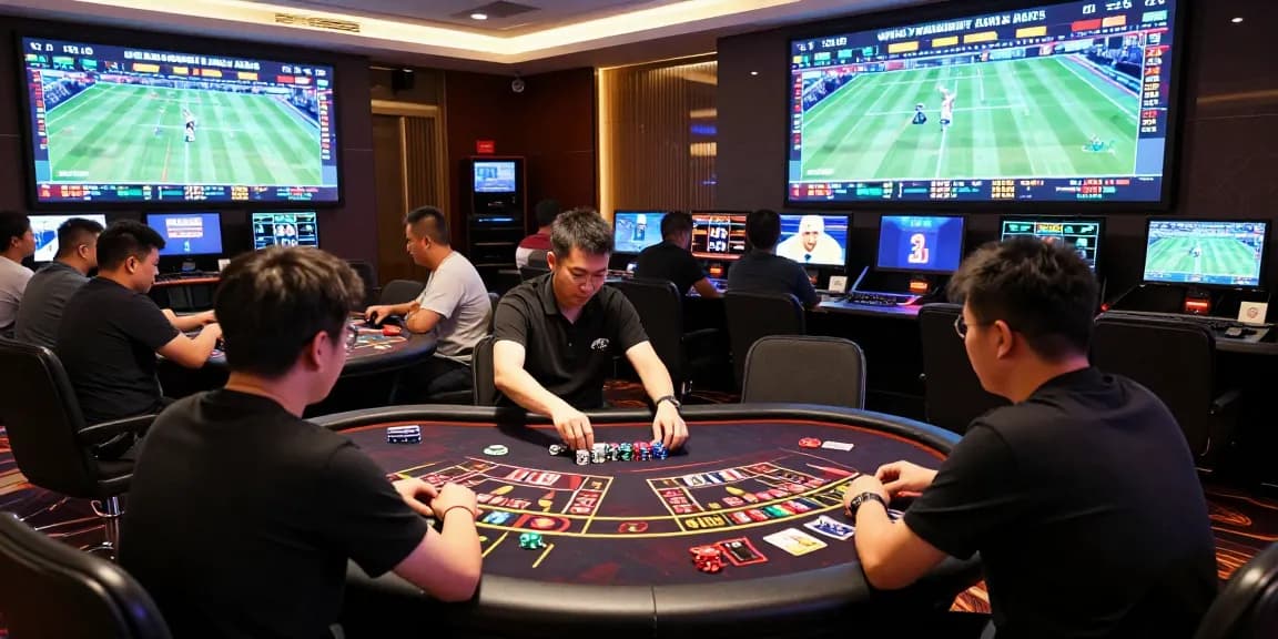 Vibrant online casino scene highlighting 鉅城娛樂城 with live sports betting elements and gaming activities for 更多資訊.