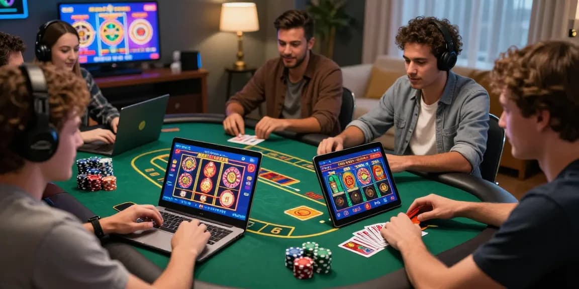Players enjoying games at casinos that accept credit cards in a cozy home environment.