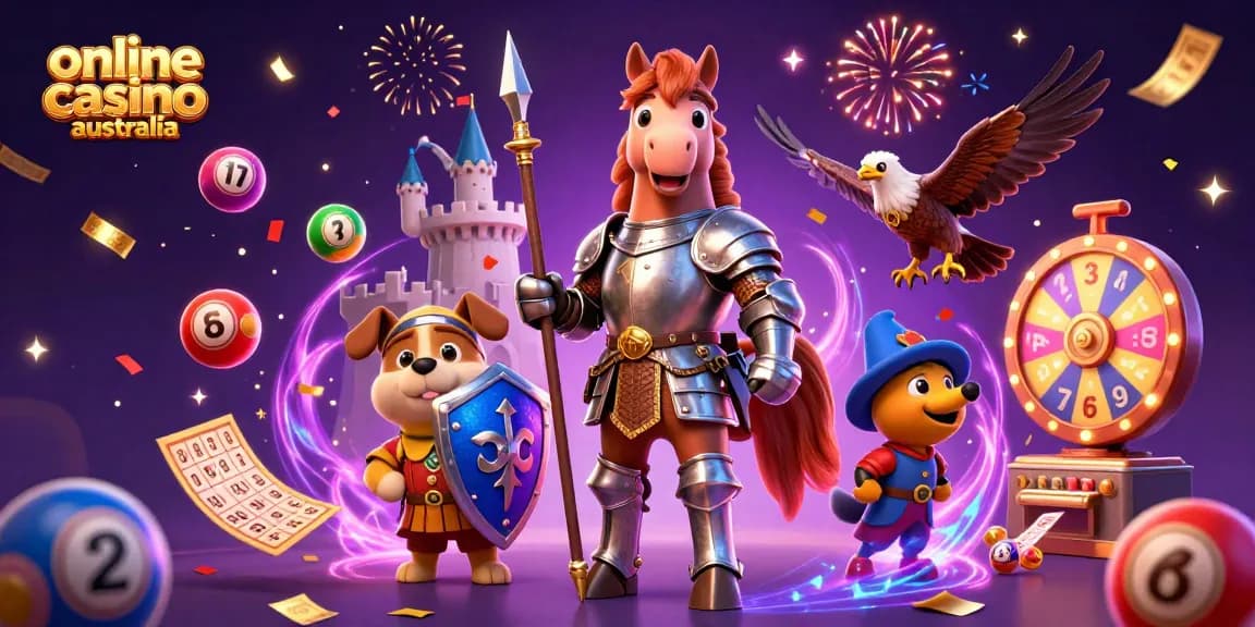 Experience the excitement of online casino Australia with vibrant characters and dynamic gaming elements.