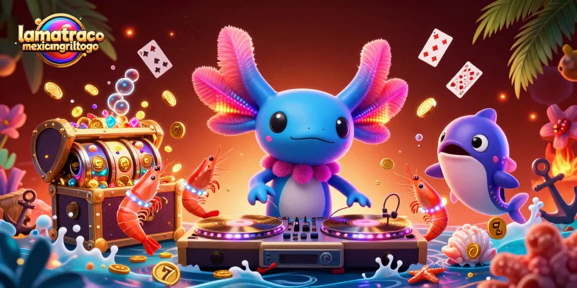 Play and win with lamatracamexicangrilltogo's vibrant casino experience featuring colorful slot reels.