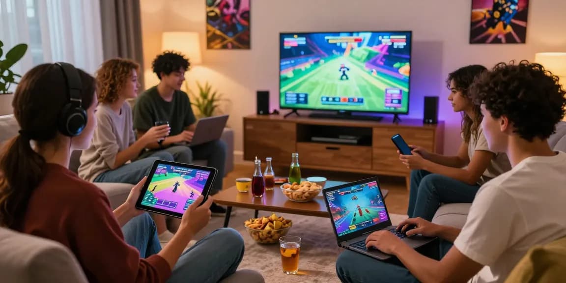 Engaging scene of players enjoying free porn games in a cozy living room.