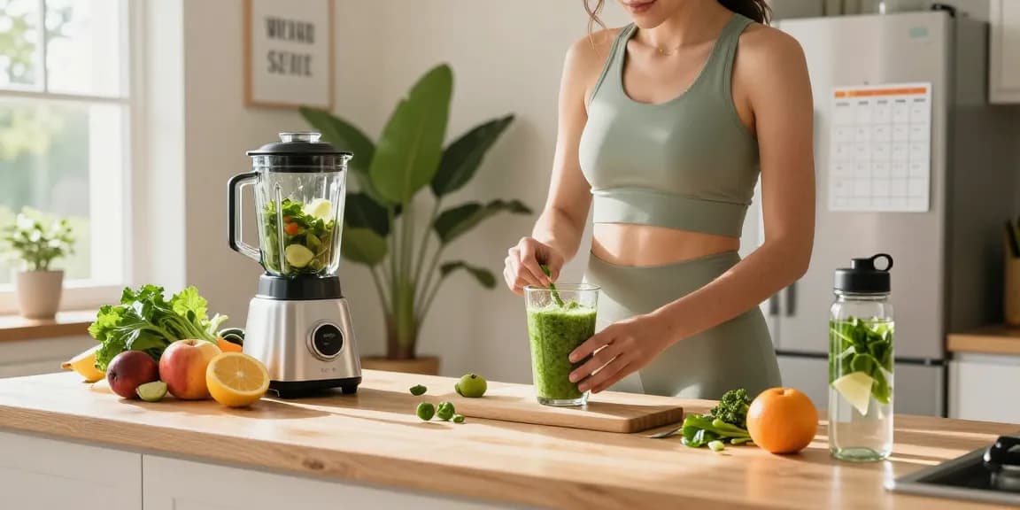 Healthy lifestyle preparation with rokok88 rtp-focused smoothie ingredients and natural light.