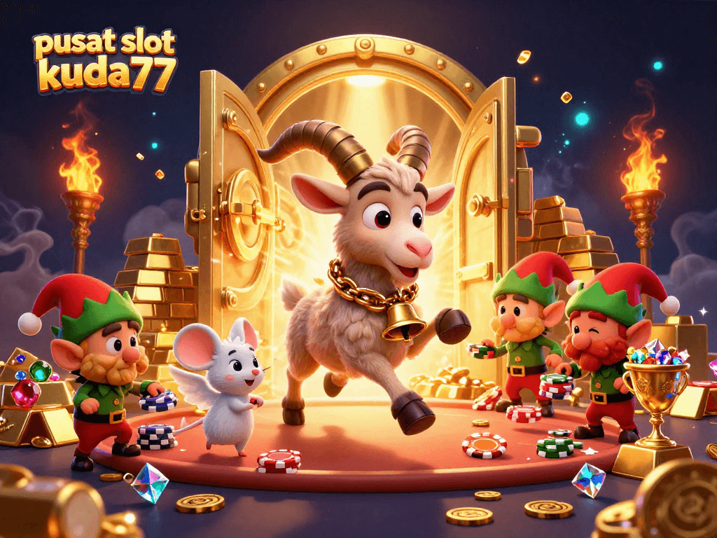 Menghimpun kemenangan di pusat slot kuda77 dengan suasana kasino meriah dan interaksi karakter yang menarik.