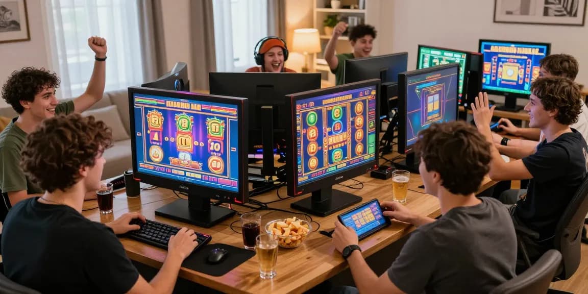 Players enjoying slot deposit 5000 games in a lively online gaming setting with vibrant graphics.