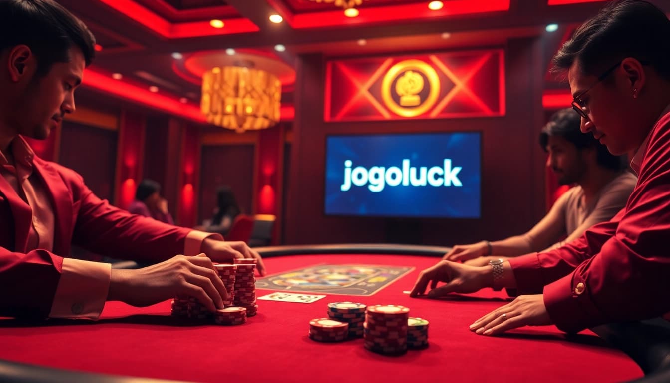 Experience the exhilarating atmosphere at Jogoluck's professional poker table, where winning strategies come alive.