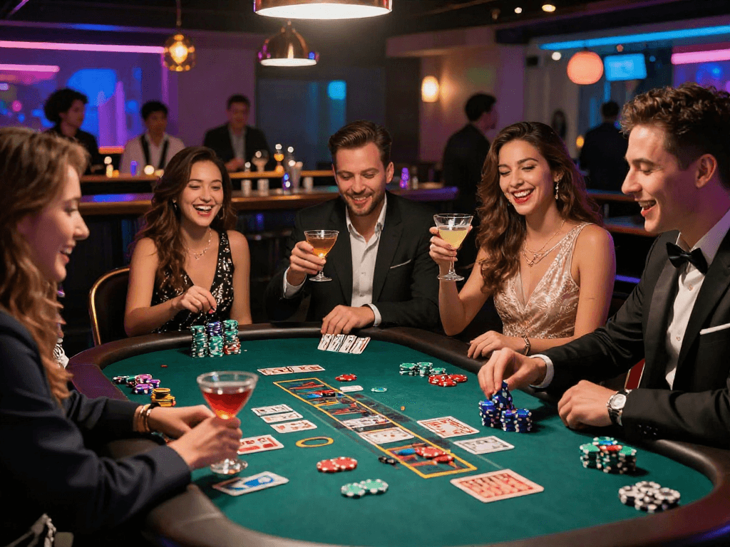 Join the excitement of judi live casino with friends at a lively blackjack table.