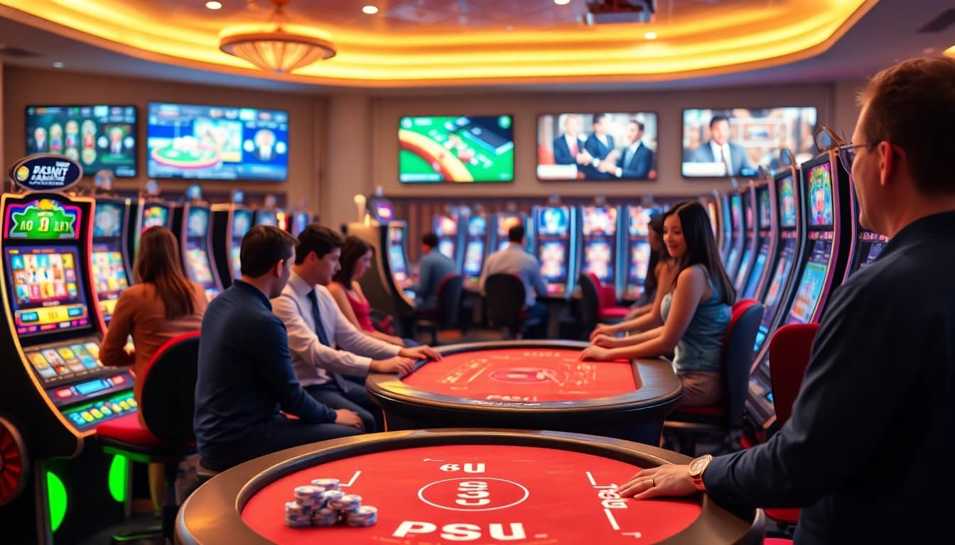 Spielen von casino online spiele in einem lebhaften, modernen Online-Casino-Umfeld.
