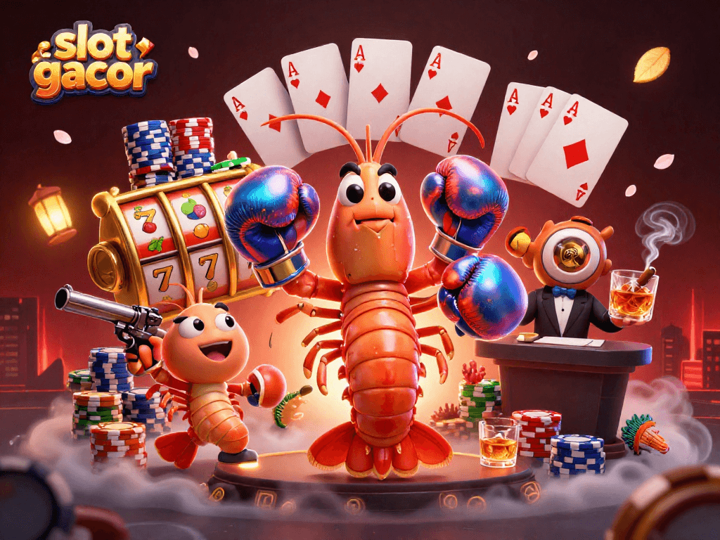 Putaran slot gacor menampilkan kemenangan dalam ilustrasi berwarna-warni dengan simbol keberuntungan dan karakter ikonik.