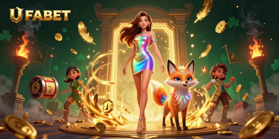 Experience thrilling gaming action at UFABET with vibrant visuals of a stunning avatar and colorful elements.