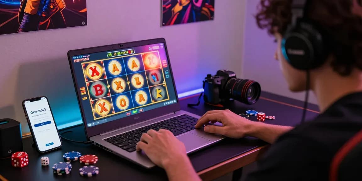 Player focused on garuda303 login while gaming online with vibrant slot game interface.