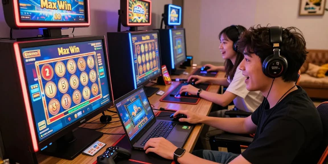 Garuda303 login scene showcasing online gaming excitement with players enjoying max wins.
