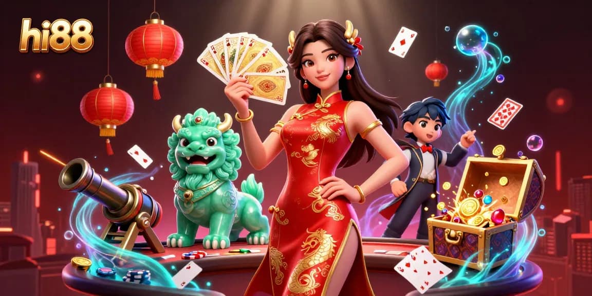 Winning big at hi88 with a stunning illustration of casino elements and a vibrant atmosphere.