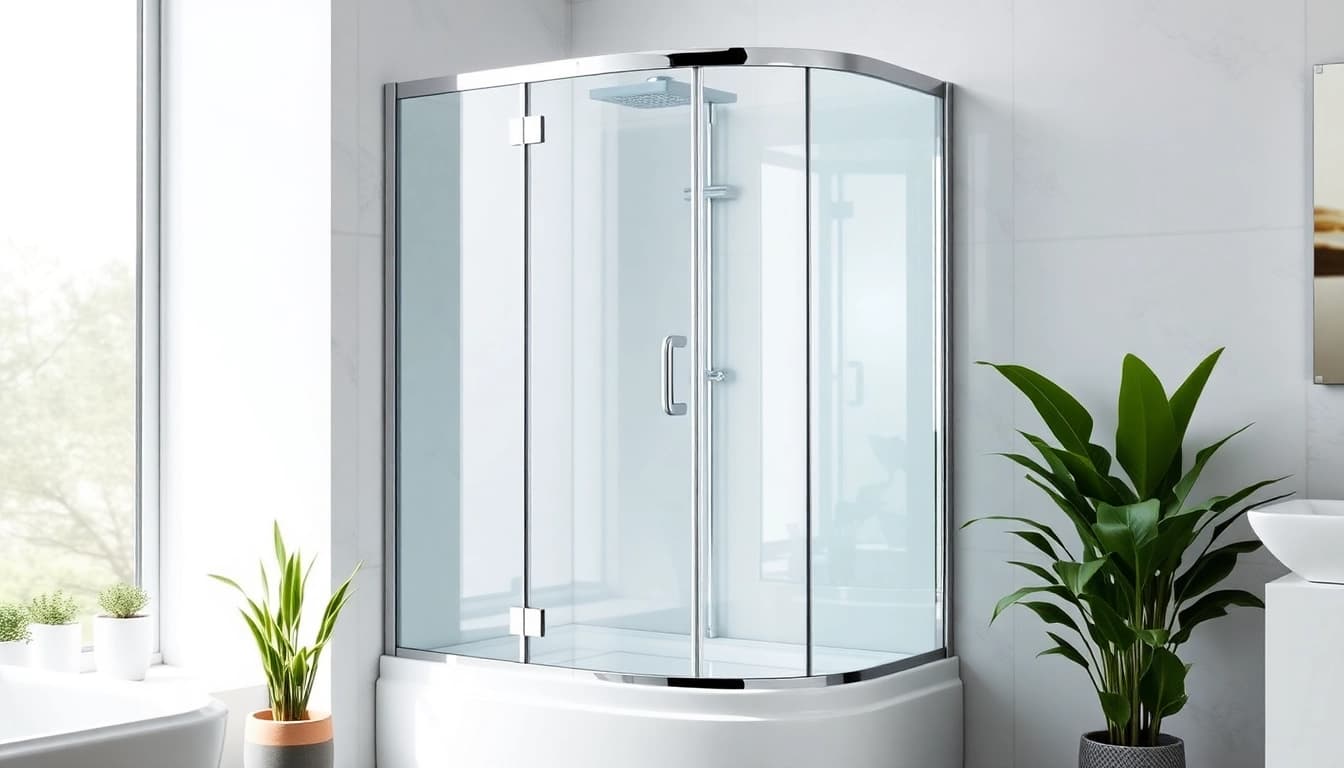 Duschkabine 90x90 komplett in einem eleganten Badezimmer mit klaren Linien und modernen Akzenten.