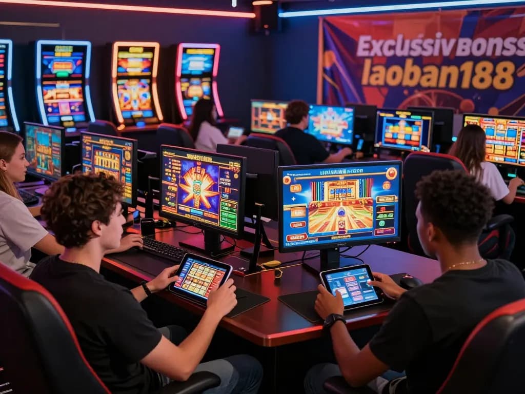 Pemain yang terlibat menikmati permainan slot laoban188 dalam lingkungan permainan online yang semarak dengan bonus.