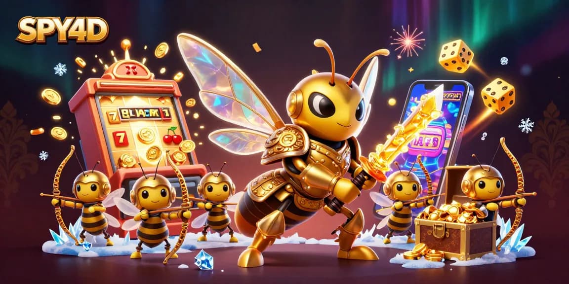 Menangkan hadiah SPY4D dengan ilustrasi 3D kasino yang bersinar, menampilkan karakter menarik dan permainan yang mengasyikkan.