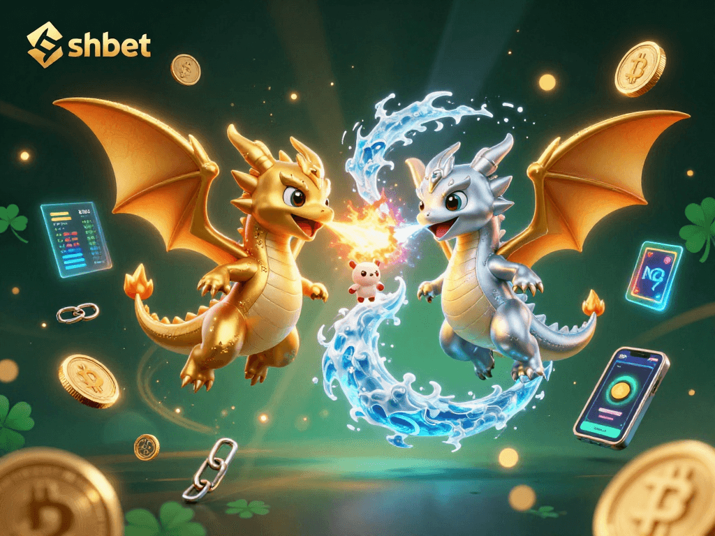 Engage in thrilling shbet strategies with fantasy dragons amidst cryptocurrency elements.
