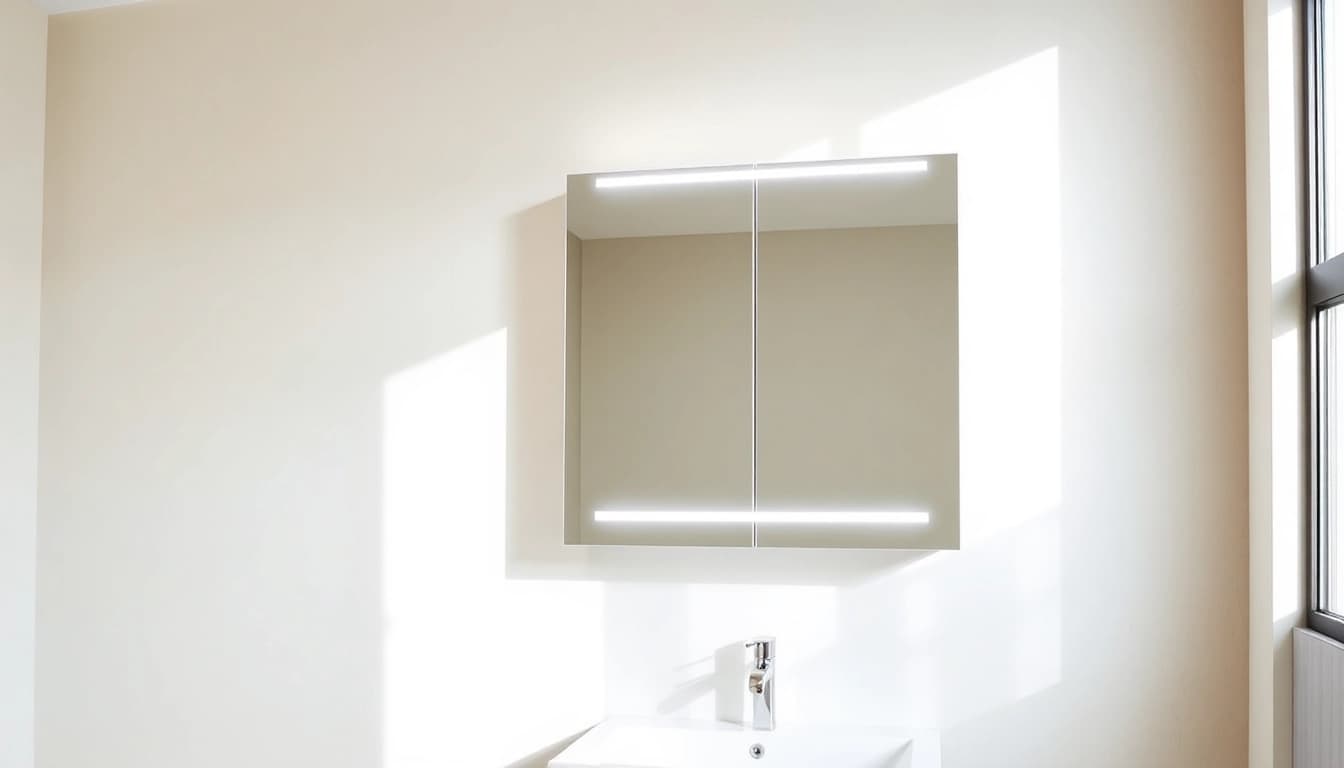 Sonni Spiegelschrank mit modernem Design und integrierter Beleuchtung im Badezimmer.