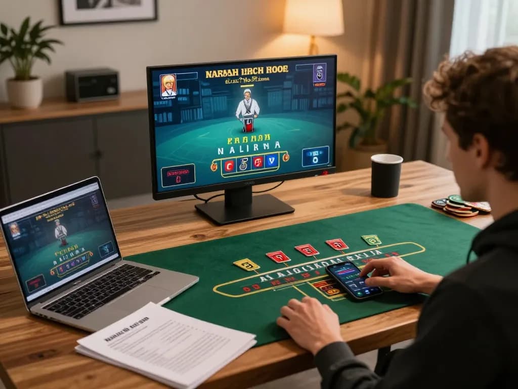 Engaging online blackjack session with XX88 gaming setup, showcasing strategic plays and cozy ambiance