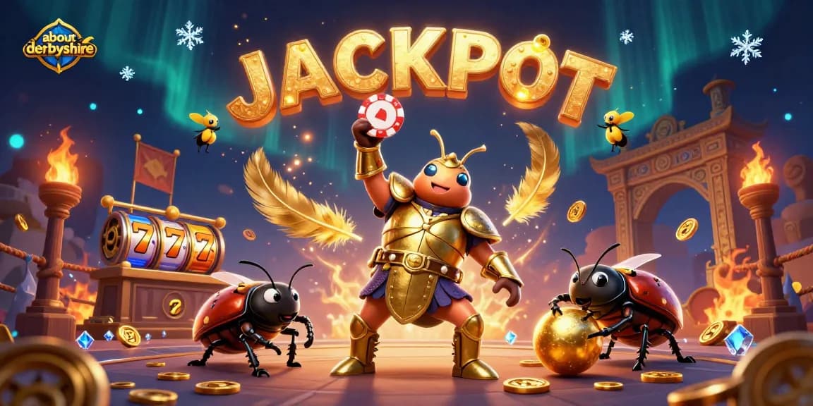 Engage with aboutderbyshire's thrilling Bonus Buy slots, with vibrant 3D elements showcasing a big win.