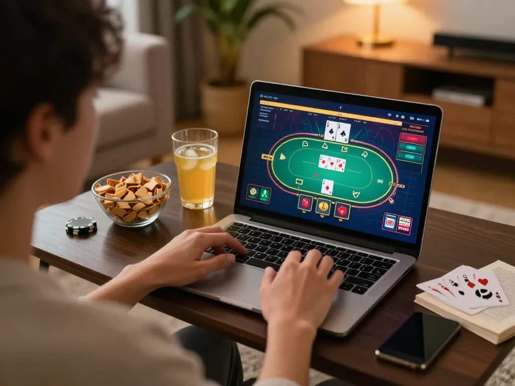 Engaging LV88 online poker gameplay in a cozy home setting