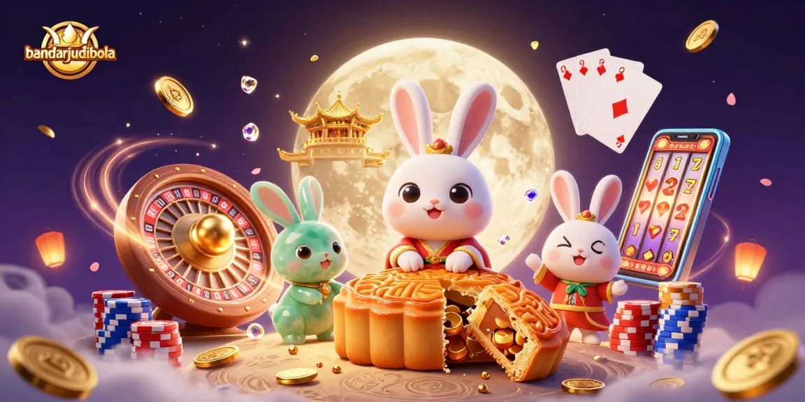 Engage in exciting gameplay with bandarjudibola surrounded by coins, poker chips, and gaming elements.
