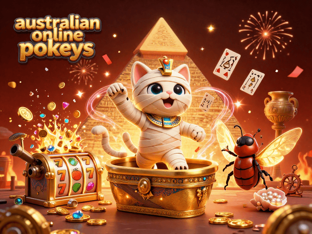 Play australian online pokies with an exciting Egyptian-themed digital scene full of treasures.