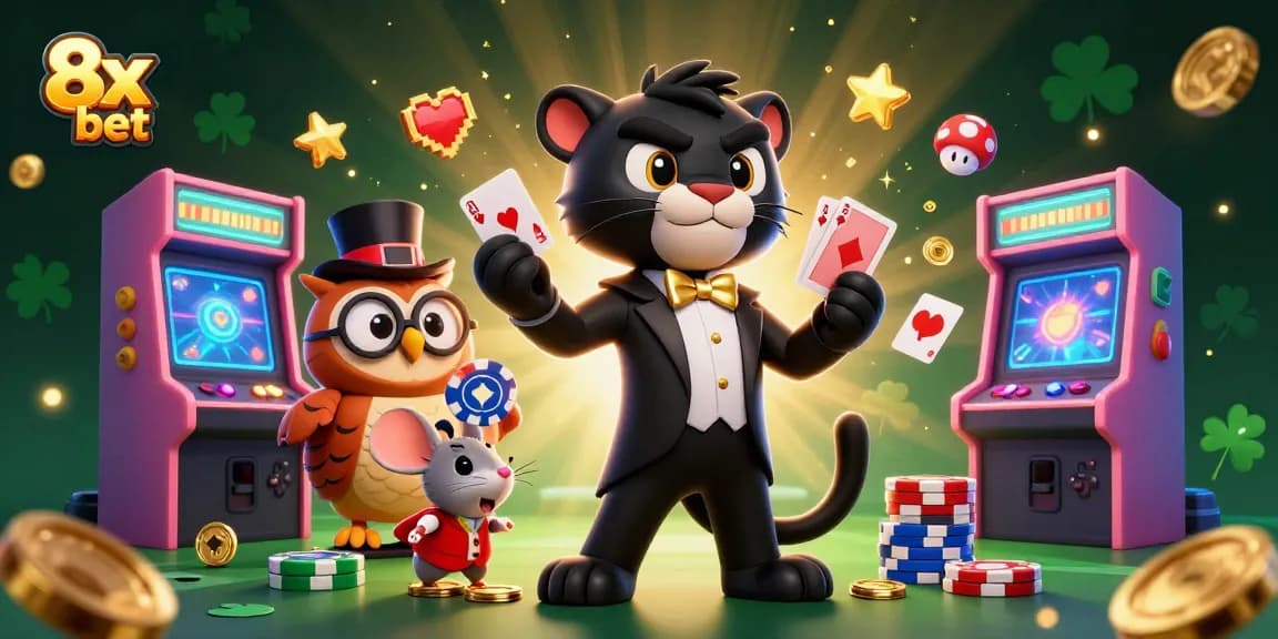 Engage with 8x bet through a vibrant and rich casino scene showcasing stylish characters and dynamic game elements.
