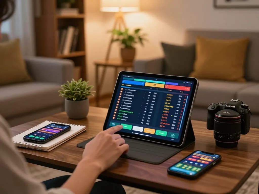 Engaging in sports betting on a tablet in a cozy home space, exploring Canada online casinos reddit strategies.