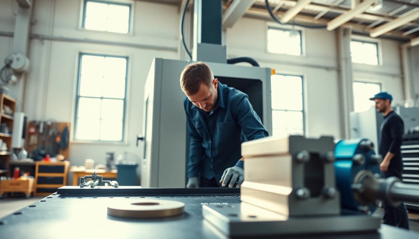 Creating aluminum prototypes in a professional workshop with skilled machinist.