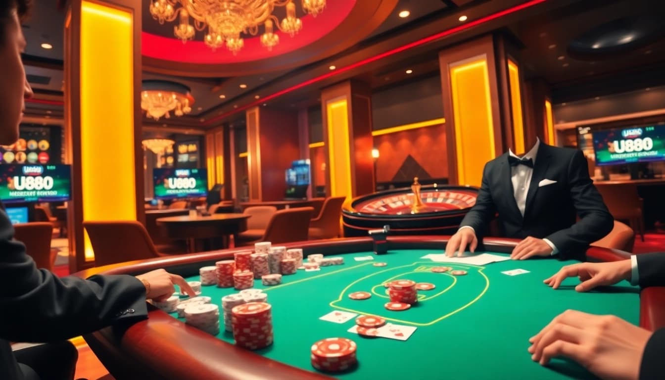 Experience the thrill of winning strategies at U88 poker tables in a luxurious casino.