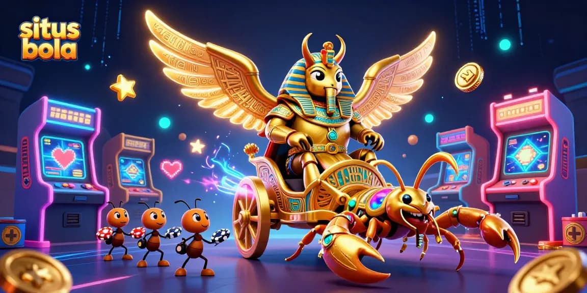 Experience thrilling situs bola action with vibrant scorpions and golden symbols in an epic scene.
