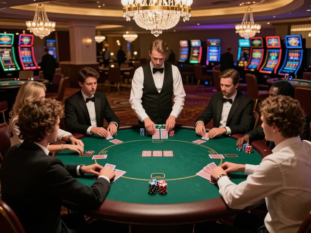 Engaging high-stakes poker game featuring MM88 players strategizing over chips and cards.