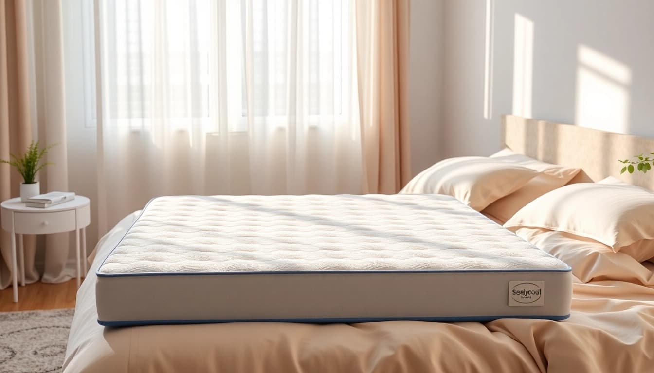 Experience comfort with the sealycool 10" medium memory foam mattress featured in a serene bedroom.