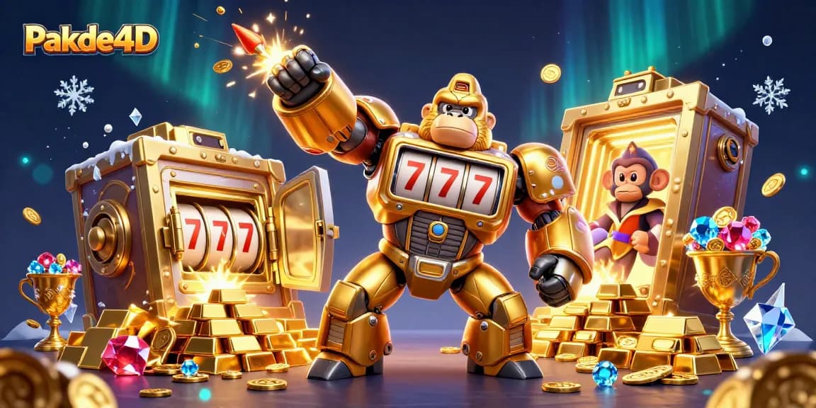 Engage with Pakde4D's thrilling lottery experience featuring gold gorilla mech and treasure delights.