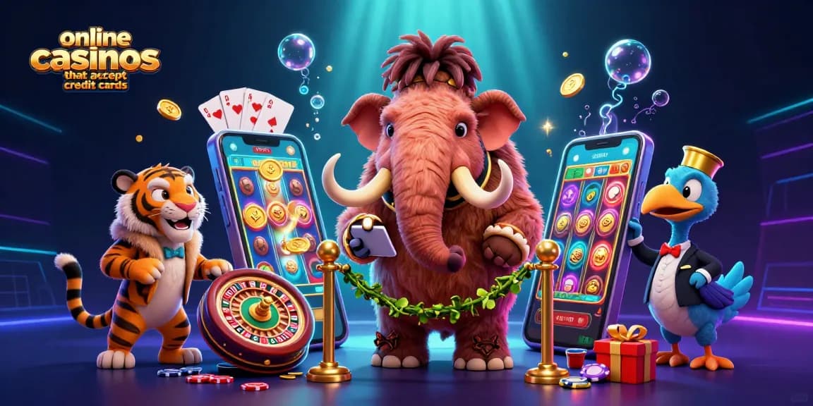 Experience online casinos that accept credit cards with luxurious environments featuring vibrant characters and engaging games.