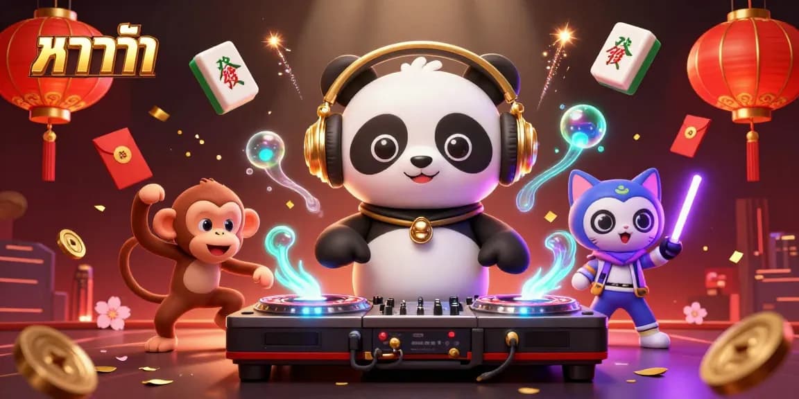 Engage in exciting บาคาร่า gameplay with our fun DJ panda, monkey break dancer, and glow-stick kitten.
