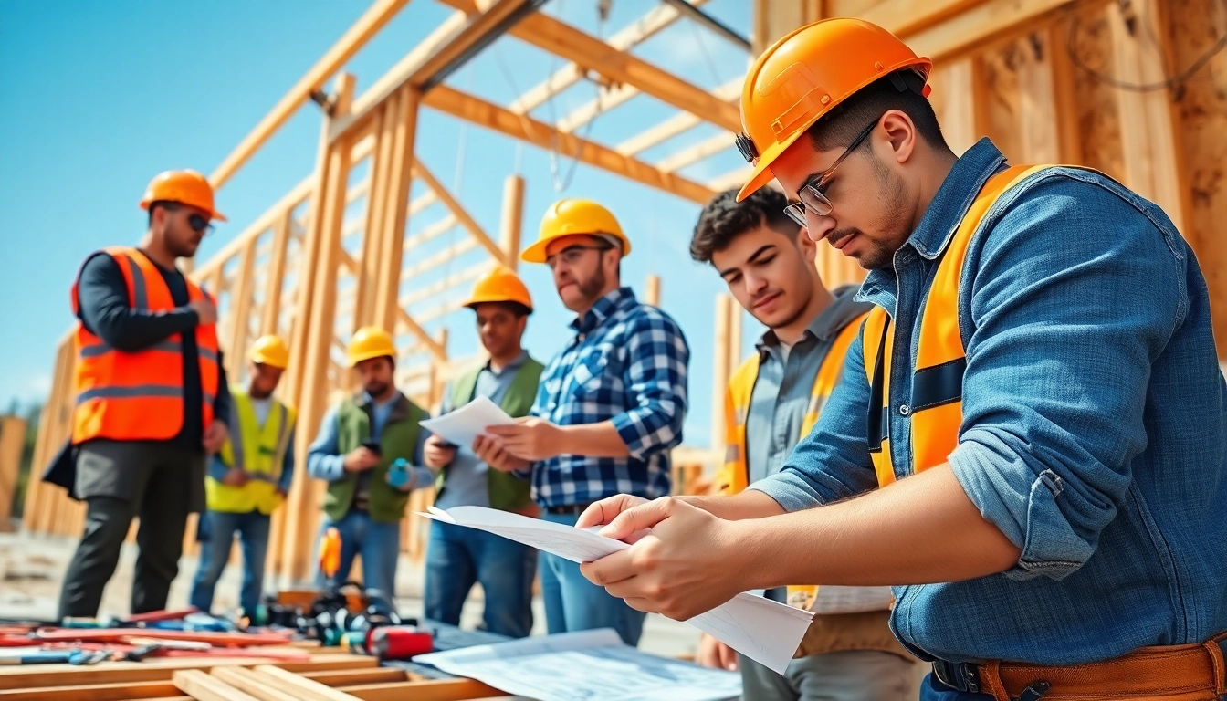 Contractor apprenticeship in action, showcasing diverse apprentices working together on a construction site.
