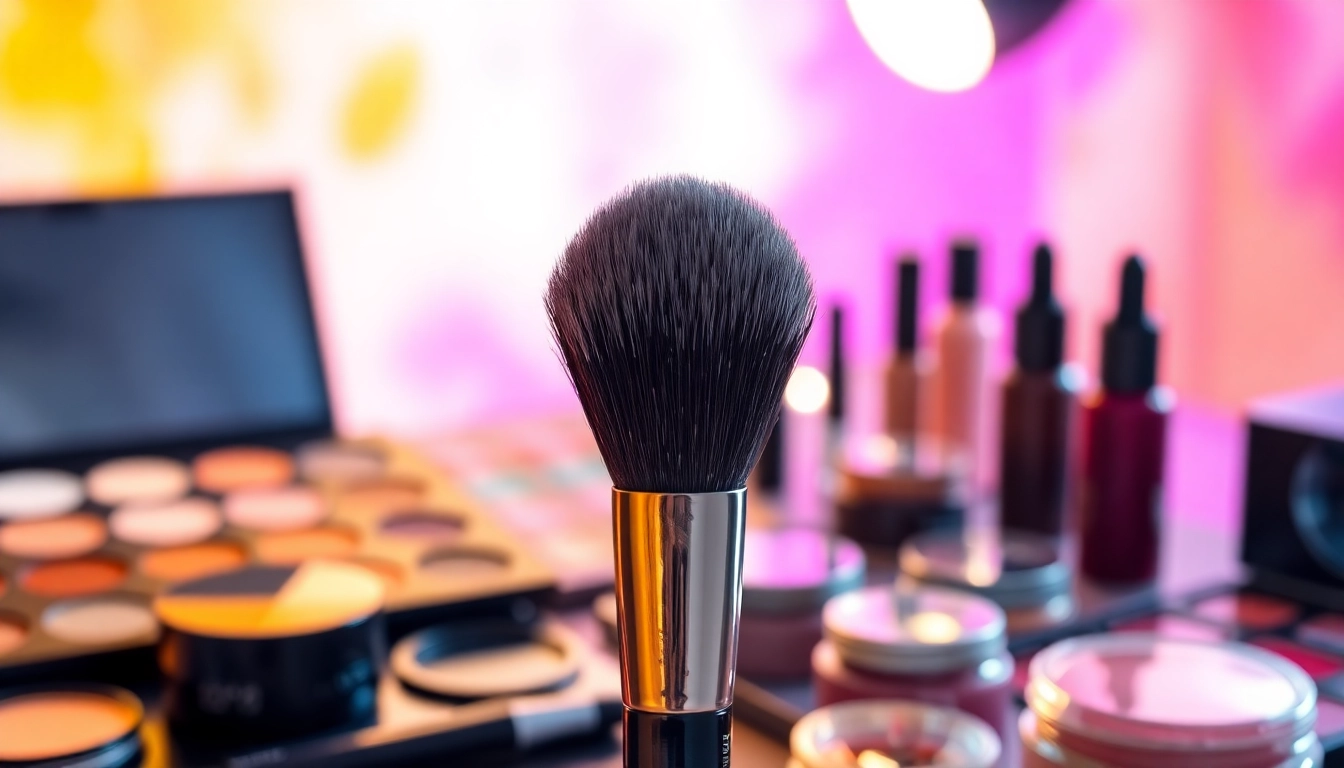 Apply makeup effortlessly with a dense makeup brush showcasing its premium bristles and sleek design.