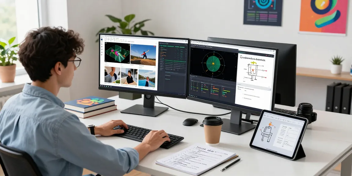 Analyzing results with an ai image detector in a modern tech office