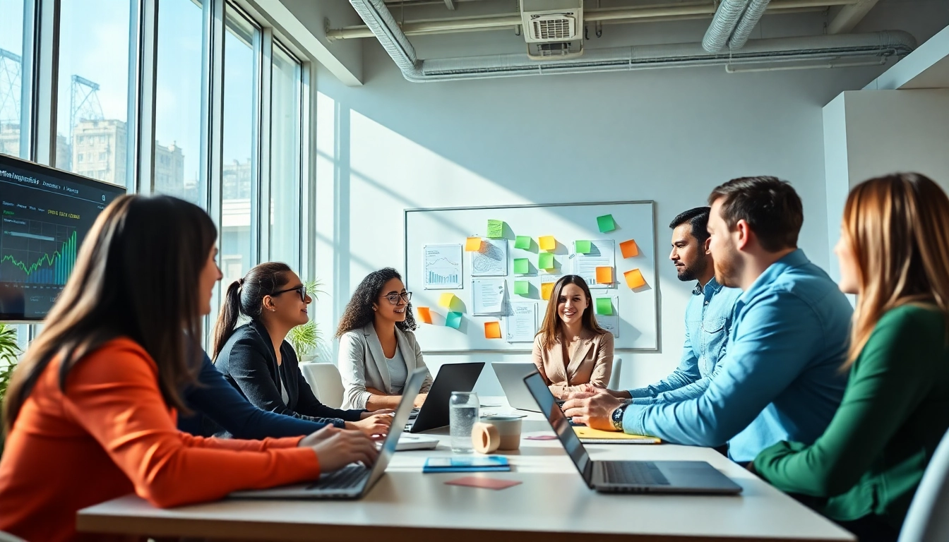 Engaged team strategizing over SEO solutions at a white label SEO company.
