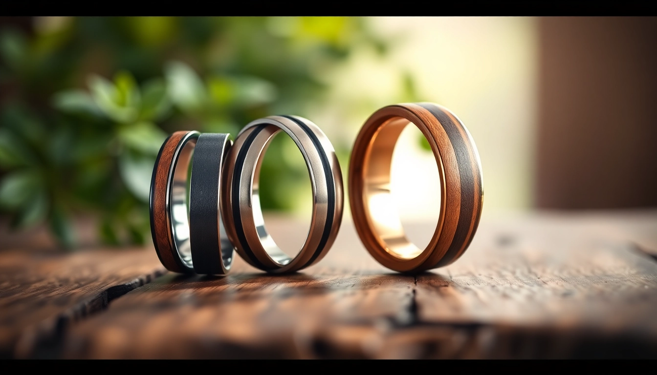Showcase of Unique Wedding Bands for Men highlighting diverse materials and intricate designs.