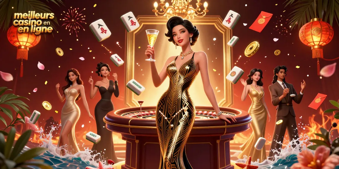 Découvrez l'ambiance des meilleurs casinos en ligne avec notre illustration glamour présentant des éléments de jeu.