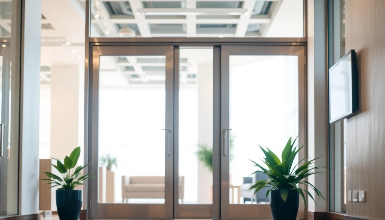 Installing a single leaf double swing door in a modern setting to enhance space accessibility.