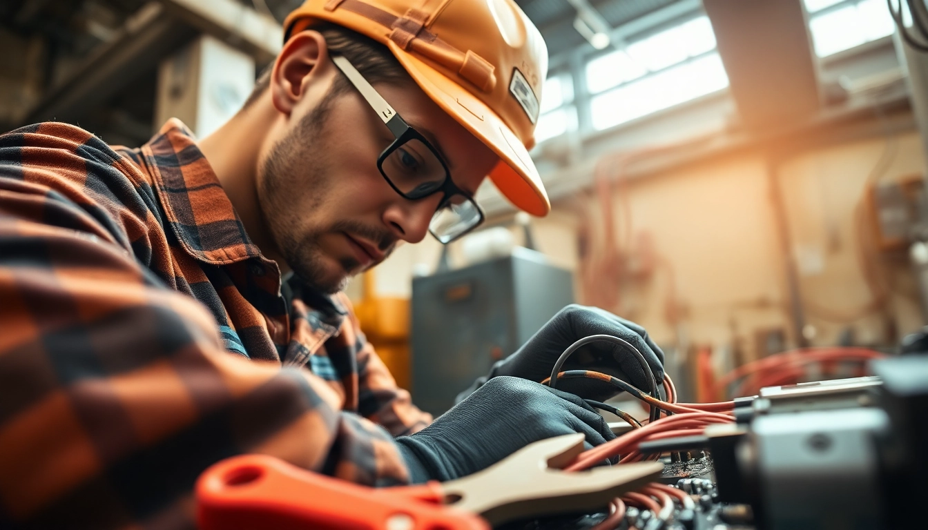 Electrician engaged in practical tasks during electrical apprenticeship training.