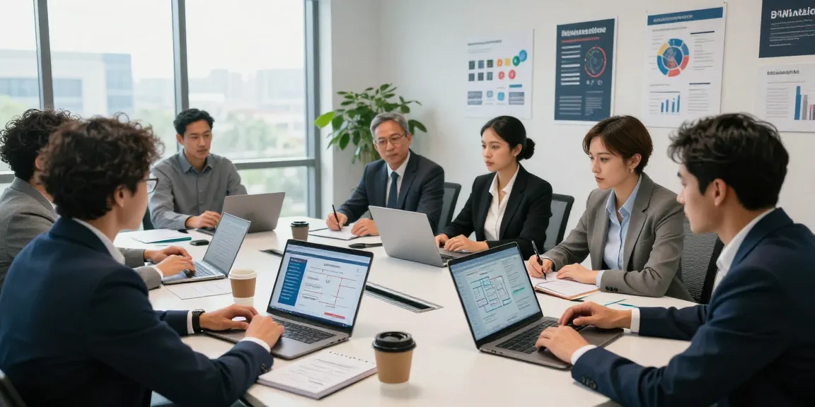 Team collaborating on asset tracing strategies in a modern office