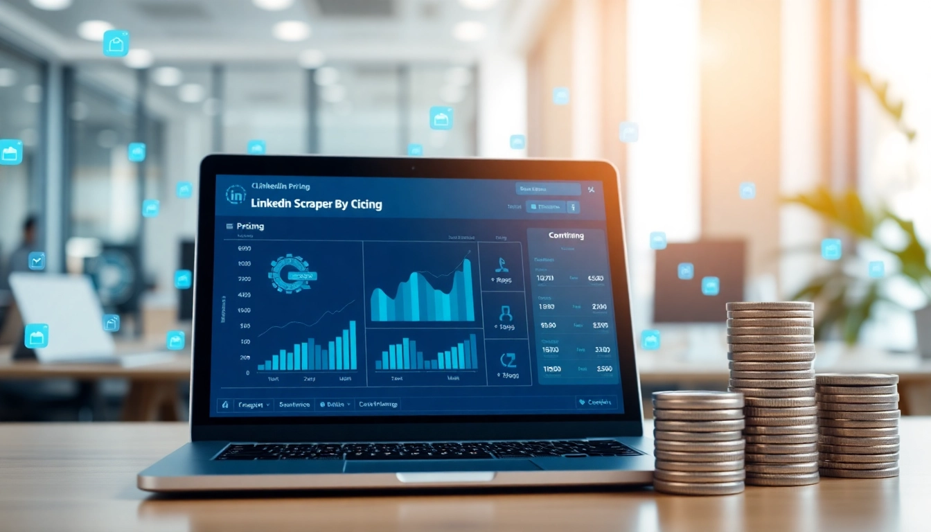 Analyze linkedin scraper pricing details in a modern digital workspace with data visualization.
