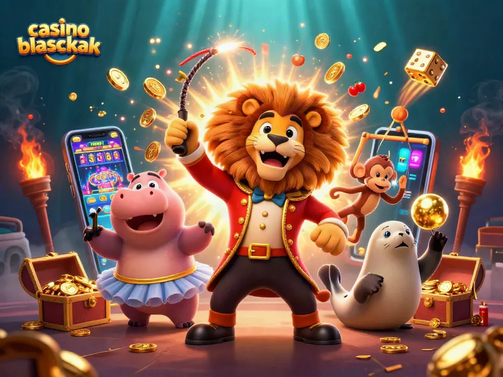 Juega al casino blackjack en un ilustre entorno con personajes animados y elementos vibrantes.